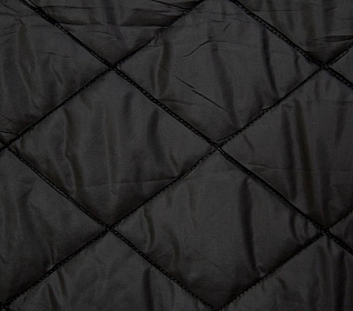 Курточная ткань на синтепоне Черный (322) ромб 8х8 см