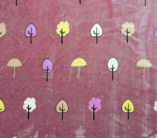 Велсофт набивной Зонтики с деревьями на розовом